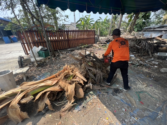 9-3-66 งานป้องกันฯ ตัดต้นมะพร้าว @บ้านห้วยขมิ้น ซอยคนึงนิจ